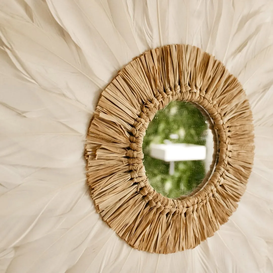 Juju Hat Blanc Miroir Naturel — Juju Hat décoration murale bohème fait main à Bali — photo 3